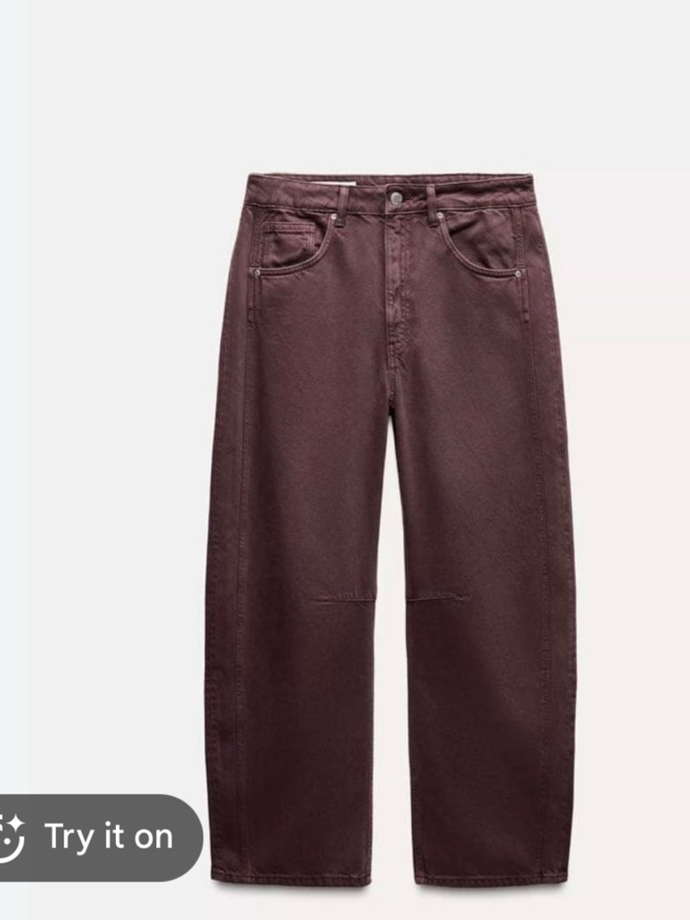 Zara burgundy balloon barrel jeans